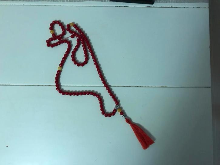 Rode Koraal Steen Mala - 108 Kralen, Sieraden, Tassen en Uiterlijk, Edelstenen, Nieuw, Ophalen of Verzenden