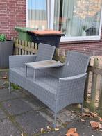2x Grijze wicker loungeset met 2 zitplaatsen, 2 zitplaatsen, Ophalen of Verzenden, Zo goed als nieuw, Loungeset