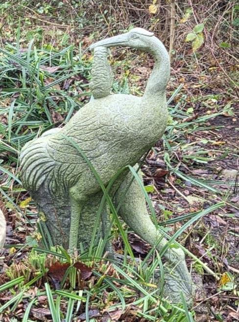 Vintage Stenen beeld kraanvogel, Ophalen, Zo goed als nieuw, Steen, Dierenbeeld