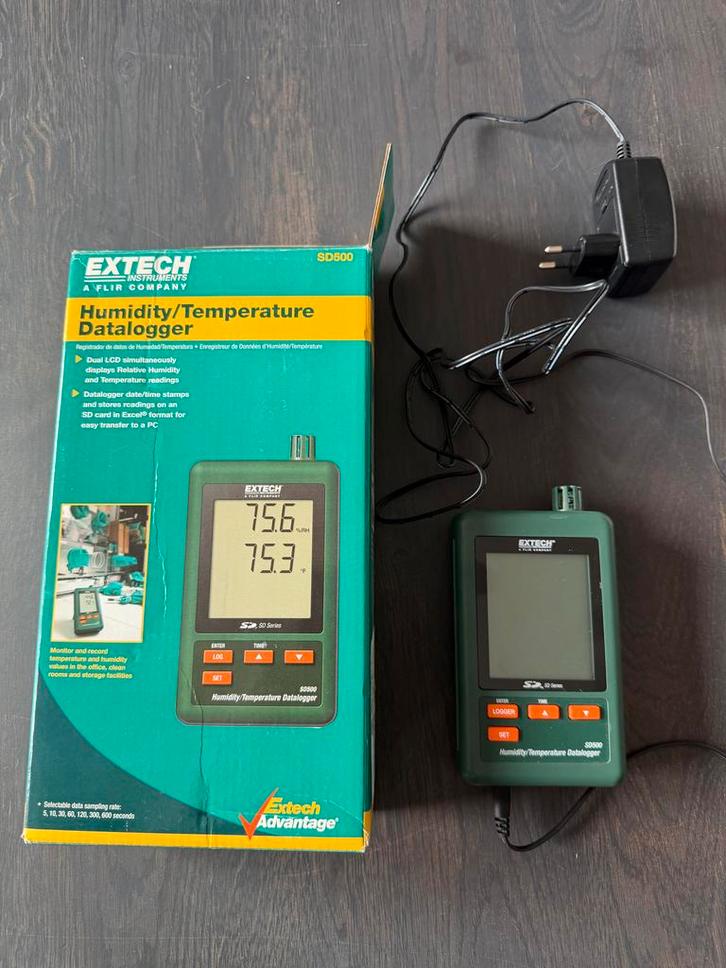 Extech SD500 Datalogger - Luchtvochtigheid/Temperatuur, Doe-het-zelf en Verbouw, Meetapparatuur, Zo goed als nieuw, Temperatuur