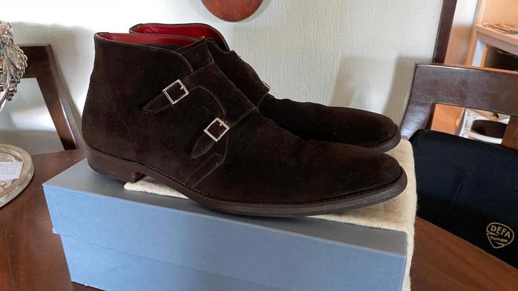 Santoni Suede, -Maat 44,5, in prijs verlaagd., Kleding | Heren, Schoenen, Zo goed als nieuw, Boots, Bruin, Ophalen of Verzenden
