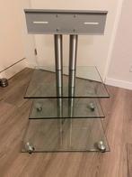 Stevig glazen TV meubel, incl. ophangbeugel TV, Ophalen, Gebruikt, 50 tot 100 cm, Glas