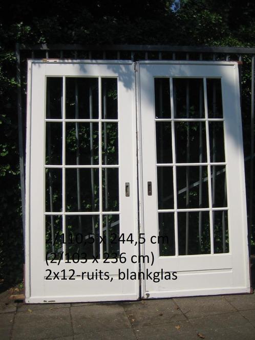 set antieke grenen 2/12-ruits (schuif-) deuren, 2/103x236 cm, Huis en Inrichting, Woonaccessoires | Overige, Gebruikt, Ophalen