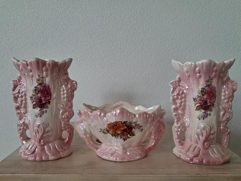 Antieke vasenset Prachtige kleine 3 delige Art Nouveau set, Antiek en Kunst, Antiek | Vazen, Ophalen of Verzenden