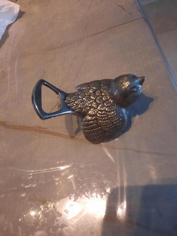 Flesopener vogel – Verzilverd vintage  beschikbaar voor biedingen