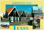 Ansichtkaart 'Groeten van Texel' huisjes, molen, strand, Verzenden, 1960 tot 1980, Gelopen, Waddeneilanden