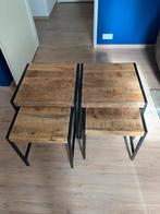 Set van 2x2 bijzet tafeltjes, Minder dan 55 cm, Gebruikt, Vierkant, Hout