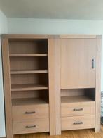Licht eiken 2-delige kast, Ophalen, Gebruikt, 100 tot 150 cm, 200 cm of meer