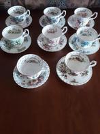 Royal Albert 8 heren kop en schotels Flower of the Month, Antiek en Kunst, Antiek | Servies los, Ophalen of Verzenden