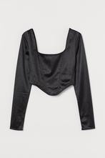 H&M Shiny Corset Top, Zwart, maat L, ZGAN, H&M, Verzenden, Zwart, Body of Korset