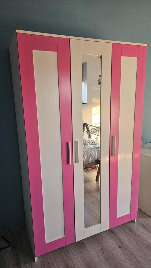 Witte kledingkast met spiegeldeur (Brimness/Ikea), Huis en Inrichting, Kasten | Kledingkasten, Zo goed als nieuw, 150 tot 200 cm