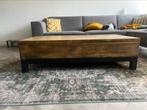 Massief eiken salontafel mer stalen onderframe en lades, Ophalen, 100 tot 150 cm, 50 tot 75 cm, Eikenhout