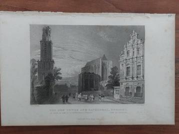 35 / Utrecht de Domtoren en kathedraal - gravure Terwen 1860 beschikbaar voor biedingen