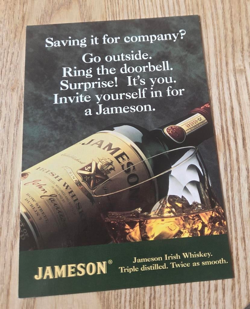 Jameson Irish Whiskey, Verzamelen, Ansichtkaarten | Themakaarten, Ongelopen, 1980 tot heden, Overige thema's, Verzenden