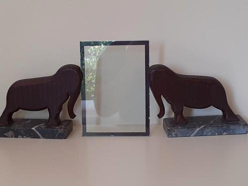 Art Deco fotolijst, 2 beelden "Olifanten", Antiek en Kunst, Curiosa en Brocante, Ophalen of Verzenden