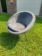 Grijze Velvet Fauteuil - Zo Goed Als Nieuw, Ophalen, Minder dan 75 cm, Zo goed als nieuw, Metaal