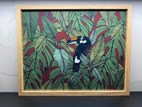 Jungle toekan 50x40 (nieuw), Antiek en Kunst, Kunst | Schilderijen | Abstract, Ophalen of Verzenden