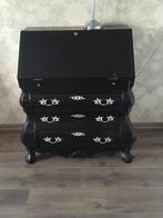 Buikkast secretaire, Gebruikt, Glas, 3 of 4 laden, Minder dan 100 cm