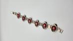 Art deco stalen armband met tijger ogen, Gebruikt, Staal, Ophalen of Verzenden, Met edelsteen