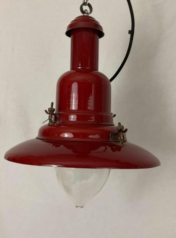 Ucello Scheepslamp - Vintage Industriële Hanglamp, Huis en Inrichting, Lampen | Hanglampen, Gebruikt, Minder dan 50 cm, Glas, Ophalen of Verzenden