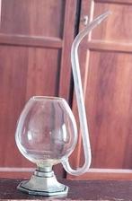 Glazen Cognac glas + pijp + tin voet, Antiek en Kunst, Antiek | Glas en Kristal, Ophalen of Verzenden