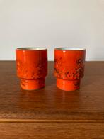 Vintage oranje fat lava mokken/ set 2 keramiek, Ophalen of Verzenden