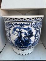 Delfts Blauwe Bloempot met Molen, 25 tot 40 cm, Rond, Binnen, Ophalen of Verzenden