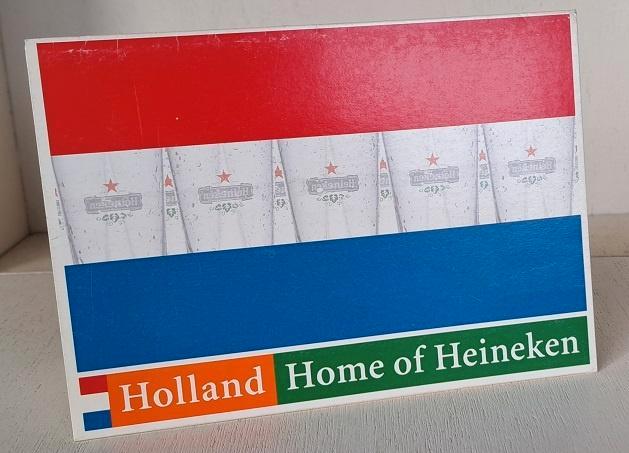 Heineken Tafelstandaard Home of Heineken met Het Wilhelmus, Verzamelen, Biermerken, Gebruikt, Reclamebord, Plaat of Schild, Heineken