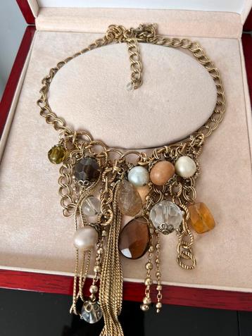STATEMENT GOUDEN SCHAKEL KETTING COLLIER MET BEDELS beschikbaar voor biedingen