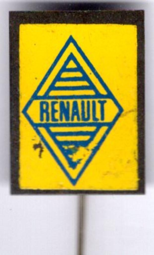 Renault blauw/geel op blik auto speldje ( C_171a ), Verzamelen, Speldjes, Pins en Buttons, Zo goed als nieuw, Speldje of Pin, Transport