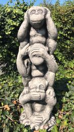 Drie apen 65cm 26kg Japan Confucius niets zie-hoor-zeg, Tuin en Terras, Tuinbeelden, Nieuw, Beton, Ophalen of Verzenden, Dierenbeeld