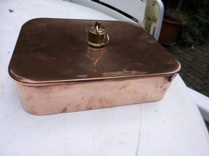 2 x  antieke koperen warmwaterkruik rechthoekig + langwerpig, Antiek en Kunst, Antiek | Koper en Brons, Koper, Ophalen of Verzenden