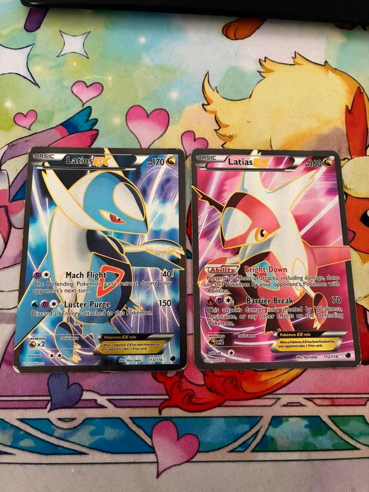 Latios & Latias EX Full Art Setje BW Plasma Freeze Played, Hobby en Vrije tijd, Verzamelkaartspellen | Pokémon, Zo goed als nieuw
