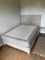 Complete boxspring 140 cm, Ophalen, Gebruikt, Beige, Tweepersoons