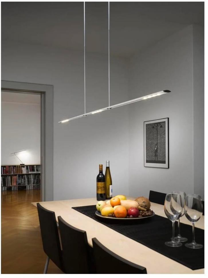 Design hanglamp Baltensweiler Let D 140cm alu Lang, Huis en Inrichting, Lampen | Hanglampen, Zo goed als nieuw, 75 cm of meer