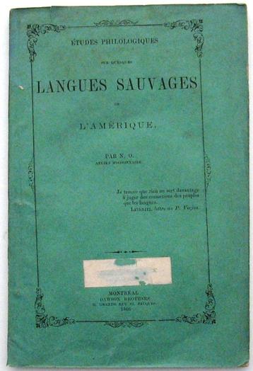 Langues Sauvages de l'Amérique 1866 Cuoq - Mohawk Algonquin beschikbaar voor biedingen