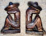 2 x Mexicaanse houten boekensteunen vintage handgemaakt, Ophalen, Gebruikt