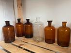 Oude grote appoyhekers potten 5x bruin 2x transperant glas, Overige kleuren, Ophalen of Verzenden, Minder dan 50 cm, Glas