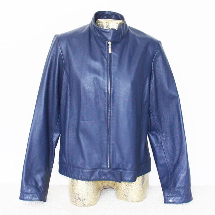 Zeer Mooie Blauwe Leren Cianelli Dames Jas (Maat 42) € 85,-, Kleding | Dames, Jassen | Winter, Nieuw, Maat 42/44 (L), Blauw, Ophalen of Verzenden