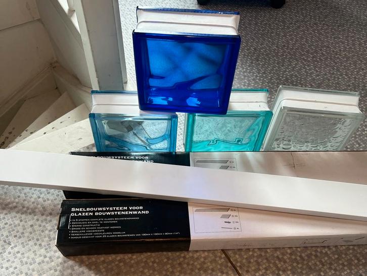 Glasblokken muurtje incl. snelbouwsysteem en profiel, Doe-het-zelf en Verbouw, Glas en Ramen, Nieuw, Overige typen, Minder dan 80 cm