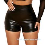 B37 zwart kunstleer hotpants. maat 2XL, is stretch,, Kort, Zwart, Maat 46/48 (XL) of groter, Nieuw