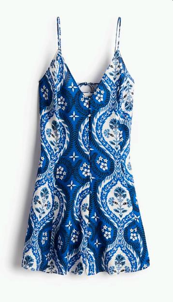 H&M strappy a-lijn jurk zomerjurk Blauw Wit - Maat L beschikbaar voor biedingen