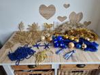 Mooie Vintage Kerstboom Decoratie Set Kobalt Blauw en Goud, Ophalen of Verzenden, Gebruikt