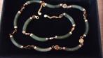goud op zilver jade  ketting en armband, Ophalen of Verzenden, Zo goed als nieuw, Met edelsteen, Goud