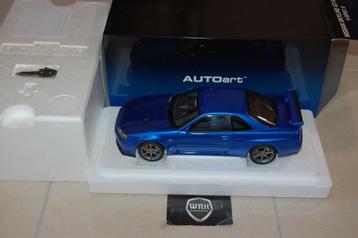 !! SALE !! NISSAN SKYLINE R34 GTR blue Autoart 77408 WRH beschikbaar voor biedingen