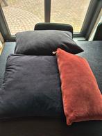 Sierkussens en plaid set, Huis en Inrichting, Woonaccessoires | Kussens, Ophalen, Zo goed als nieuw, Bruin, Rechthoekig