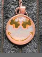Ketting klavertje smiley, Verzenden, Nieuw, Zilver, Met hanger