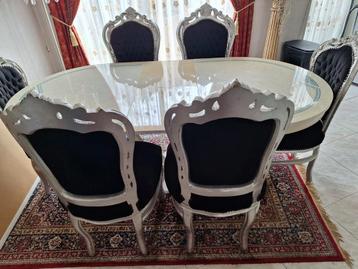 6 zwarte velvet  barokstoel3n beschikbaar voor biedingen