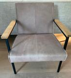 Fauteuil Jax van Bodilson, taupe leer, zwart metaal, Ophalen, Minder dan 75 cm, Zo goed als nieuw, Metaal