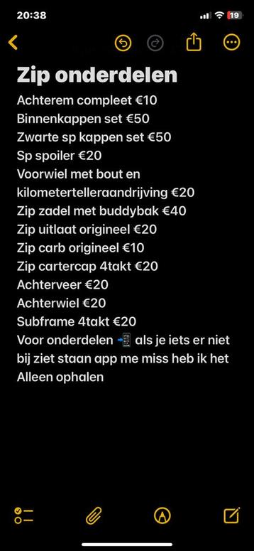 Zip onderdelen  beschikbaar voor biedingen